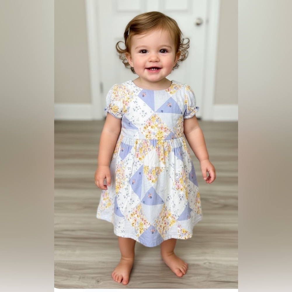 OshKosh B'gosh Blue and Yellow Patchwork Dress